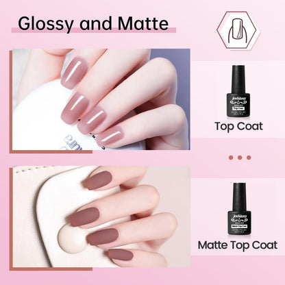 JEWHITENY Poly Extension Gel Nail Kit 14 PCS Poly Gel Kit with Slip Solution and Mini Lamp Nail Art Design Beginner