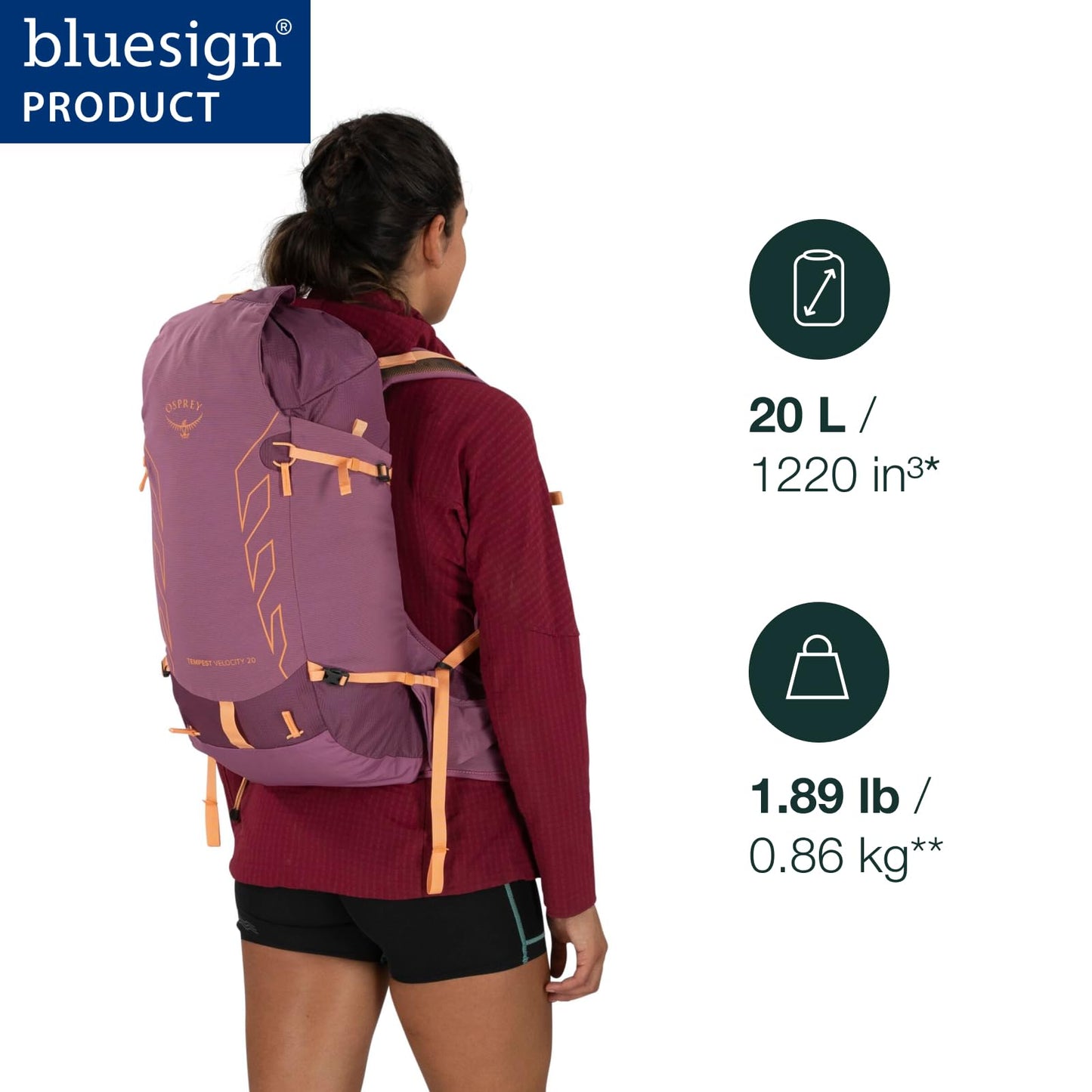 Osprey Tempest Velocity 20L Women's Hiking Backpack, Dark Charcoal/Chiru Tan, WXS/S