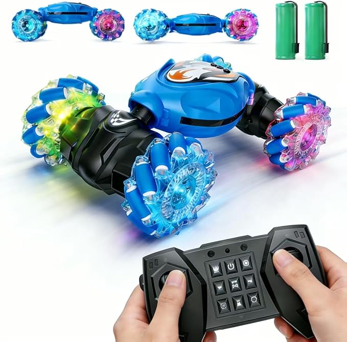 Holyton Gesture &amp Remote Control RC Stunt Car with Magic Color-Changing Body Cool Lights &amp Music 4WD All-Terrain Vehicle Photochromic Coating Gift for Boys Girls Age 6-7-8-9-10-11-12