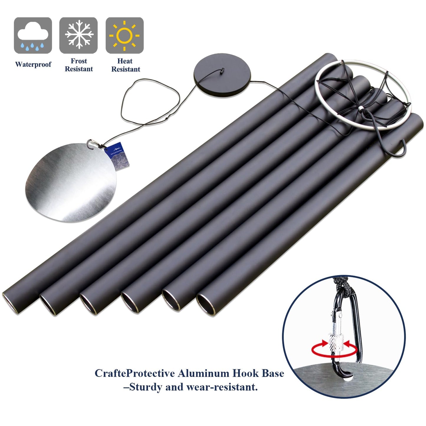 ASTARIN 78 Inch Wind Chimes for Outside with 6 Tubes Tuned Relaxing Melody, Extra Large Wind Chimes Outdoor Deep Tone for Patio, Backyard, Garden, and Outdoor Decor,Black