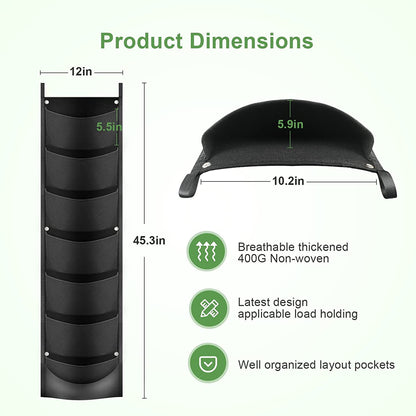 iPower 2-Pack Hanging Vertical Wall Planter 7 Pockets Upgraded Deeper Waterproof Herb Flower Growing Pouch Felt Cloth, for Yard Garden Fence Home, Balcony Office Decoration