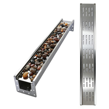 304 Stainless Steel Channel Drain with Galvanized Steel Drain Grate, 39.4×5.9×5.5in B-Class 28100 lbs Heavy-Duty Trench Drain System for 3”Pipe,Channel Drain Kit for Driveway,Outdoor,Yard,Garage Floor