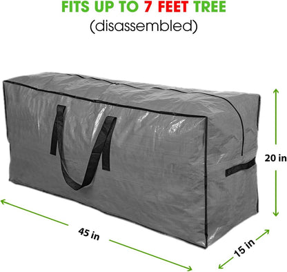 Primode Christmas Tree Storage Bag - Protective Zippered Case for 7.5ft Disassembled Holiday Trees | Gray