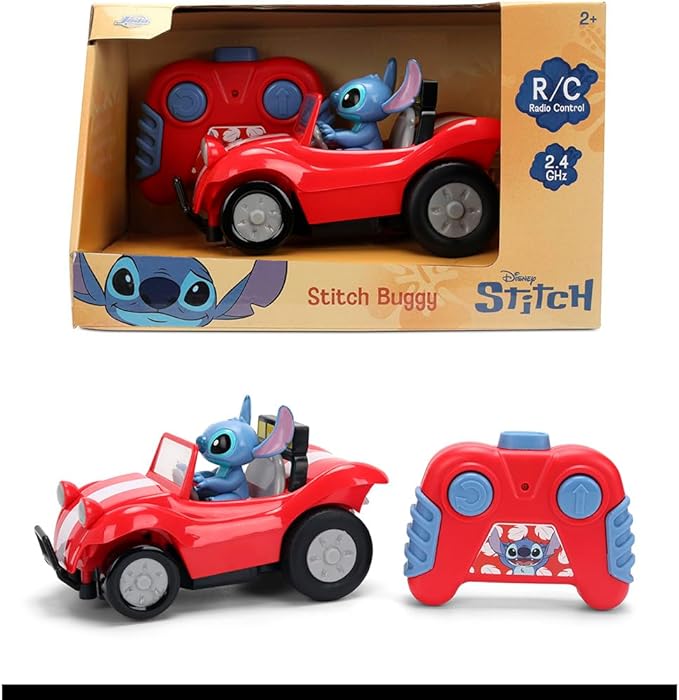 Jada Toys 1:32 RC Disney Stitch Buggy – Simple Function Remote Control Car with Built-in Stitch Figure and 5.5 Body – Kid-Friendly RC Vehicle