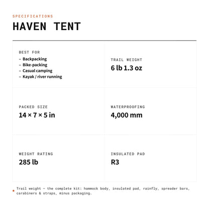 Haven Tent Original Lay-Flat Hammock Tent (Forest Green) – Comfortable Waterproof Camping Hammock with Mosquito Net – Includes Insulated Sleeping Pad & Rainfly