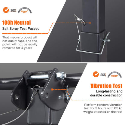 4 Bike Rack Bicycle Carrier Racks Hitch Mount Double Foldable Rack for Cars Truck SUV Fits 2" Receiver, Tie Down Strap, Anti-Rattle Hitch Tightener & Bicycle Cross-bar Adapter for Kid’s Bike