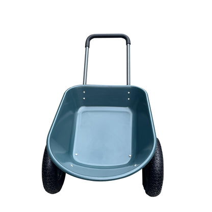 GarveeLife Garden Wheelbarrow Cart, Heavy-Duty Utility with Dual Wheels, Built-in Stand, Ideal for Home, Yard, and Garden - Green