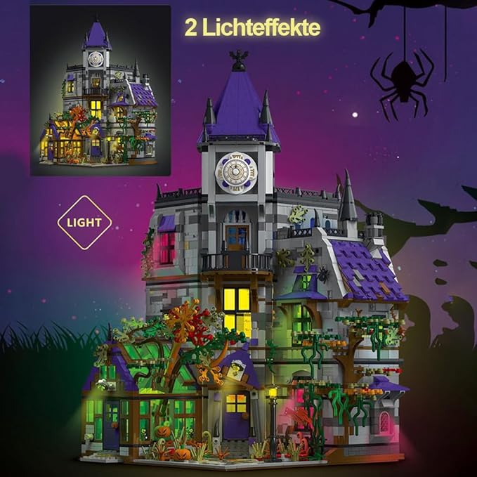 Medieval Castle Haunted House Building Set for Adults Halloween Decor Indoor Modular Architecture with LED Lights Haunted Mansion Model Kits for Halloween Fans Gift for Men Women 4192pcs