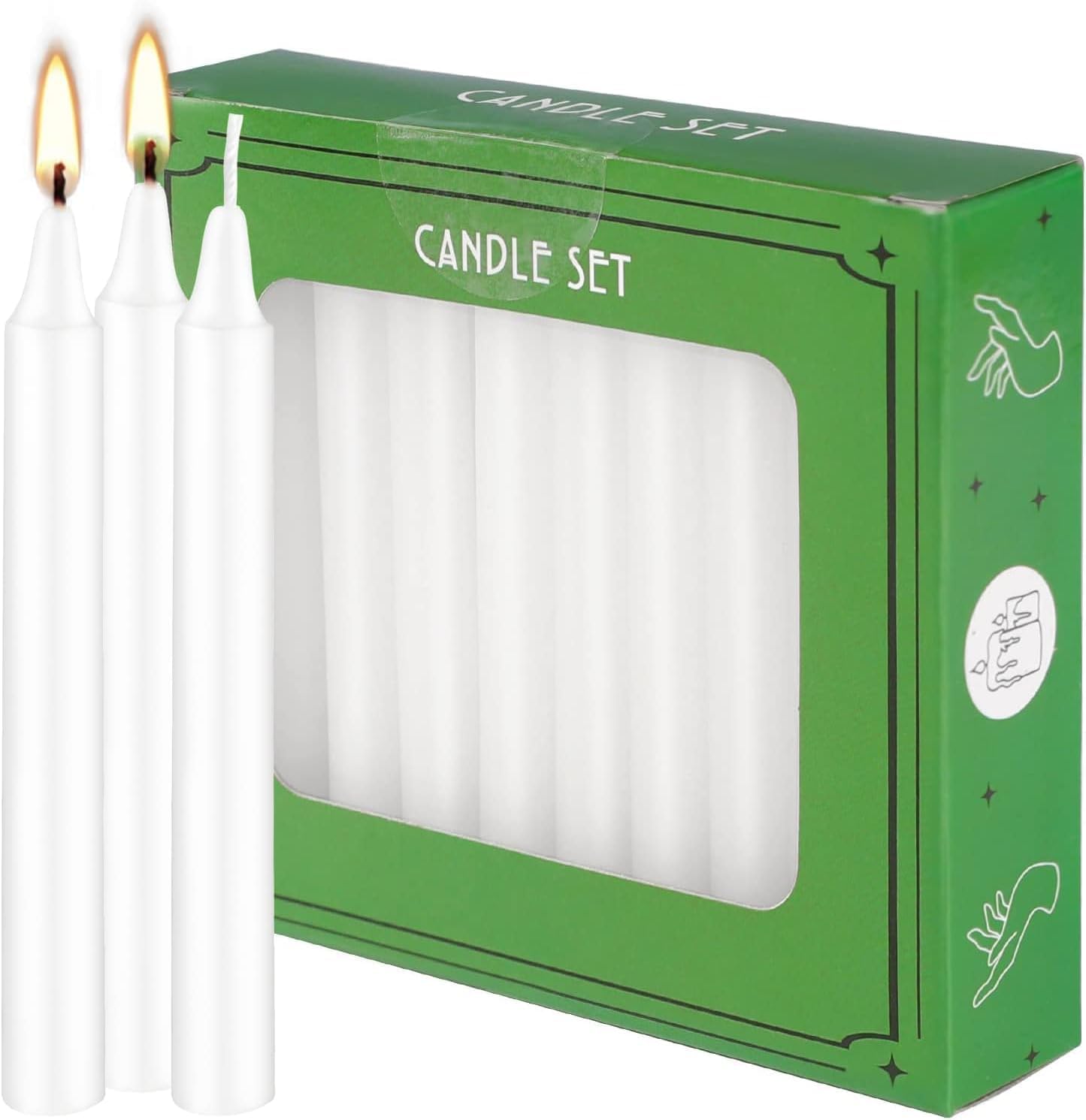 Howemon White Candles Set of 40, 4" White Spell & Chime Candles, Unscented Mini Taper Candle for Witchcraft, Wiccan Altar, Magic Tools, Rituals, Prayer, Meditation and Christmas Party Decoration