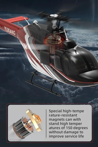 Hanll YUXIANG F08 Bell 206 RC Helicopter for Adults 1/27 2.4G 6CH Brushless Direct-Drive 6G Flybarless RC Helicopter with 6-Axis Gyro Optical Flow Positioning RTF/ 1 Battery