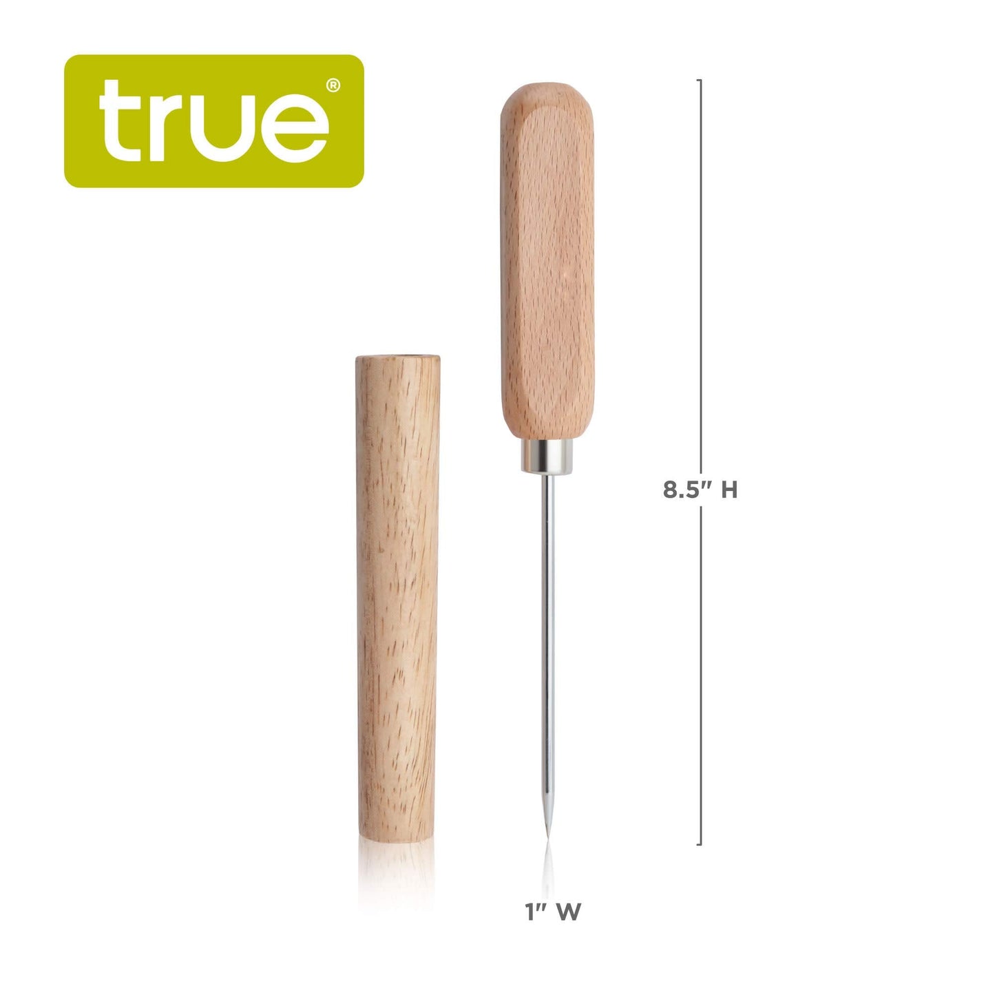 True Spike Stainless Steel Ice Pick Tool with Cover and Wood Handle for Cocktails, Restaurant, Bars, Camping, Bartender Home Bar Accessories, 8.5"