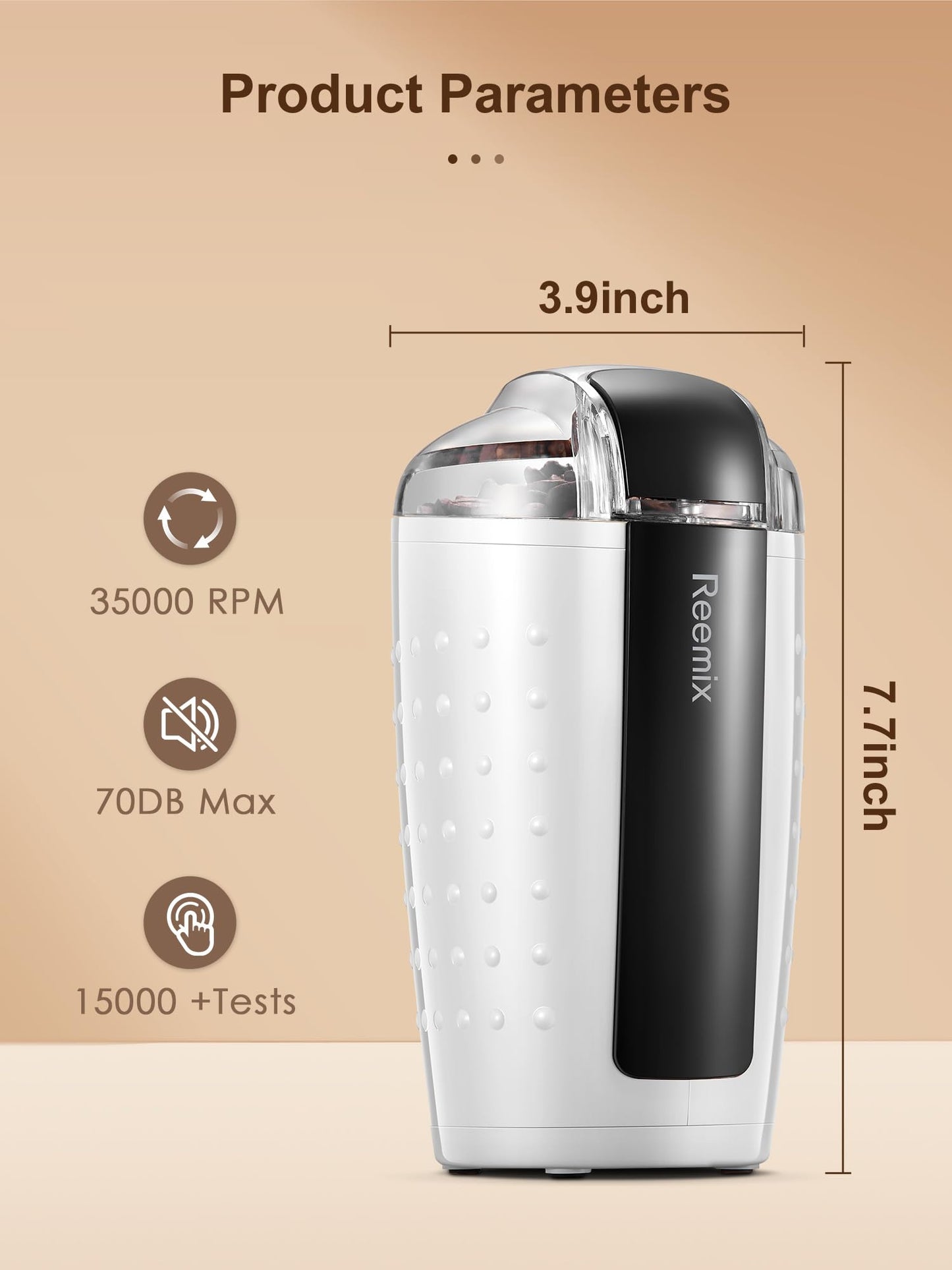 Coffee Grinder, Electric Coffee Grinder with 3.5Oz Large capacity, One-Touch Coffee and Spice Grinder with Stainless Blade, Cleaner Brush And Spoon for Home Use (Black)