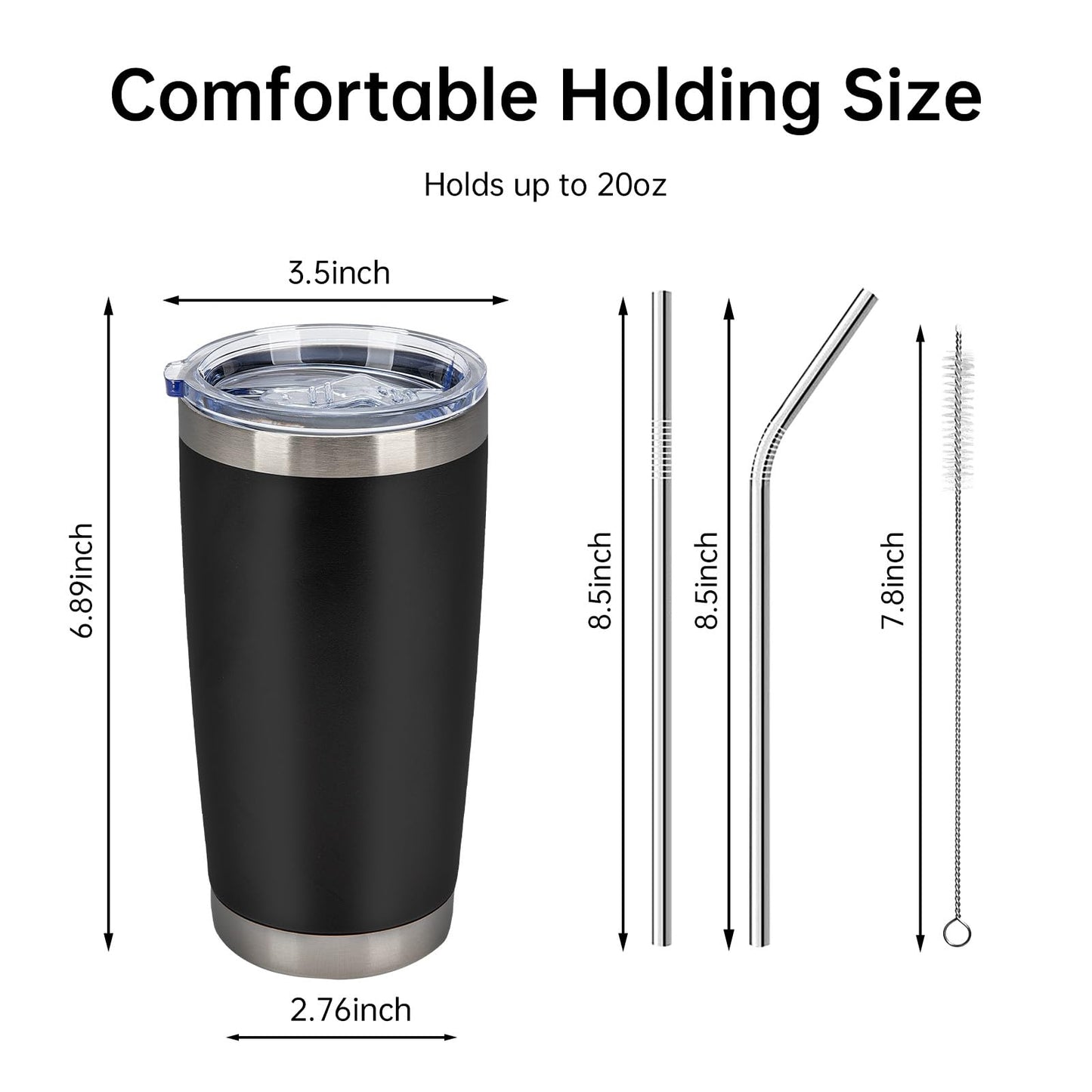 IEOVIEE 32 Pack, 20oz Stainless Steel Bulk Tumblers with Lids and Straws, Double Wall Insulated Travel Coffee Mug, Durable Powder Coated Tumbler Bulk Cup for Cold and Hot Drinks(Black)