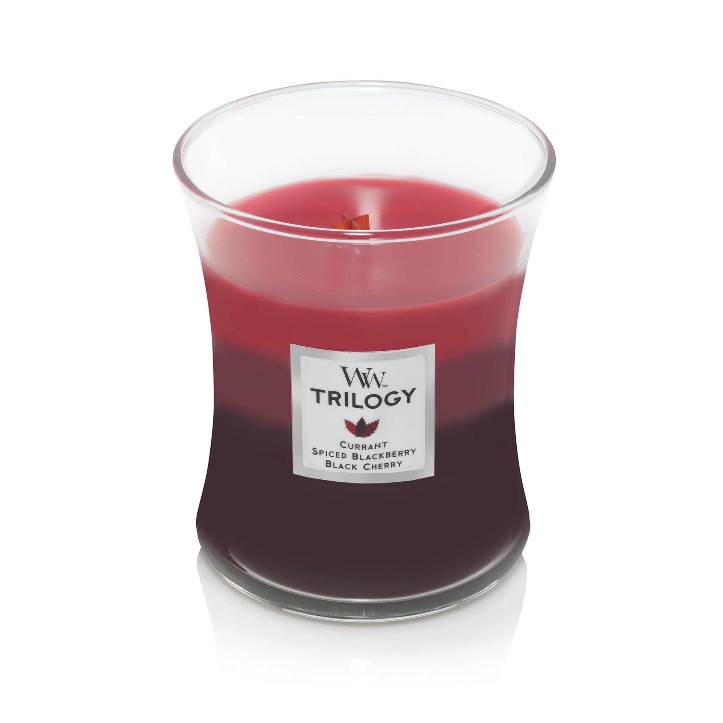 Woodwick Medium Hourglass Scented Trilogy Candle | Sun-Ripened Berries | with Crackling Wick | Up to 60 Hours Burn Time