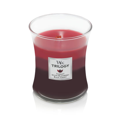 Woodwick Medium Hourglass Scented Trilogy Candle | Sun-Ripened Berries | with Crackling Wick | Up to 60 Hours Burn Time