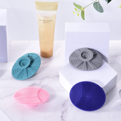 INNERNEED Super Soft Silicone Face Cleanser and Massager Brush Manual Facial Cleansing Scrubber Handheld Wash Pad for Sensitive, Delicate, Dry Skin (Pack of 4)