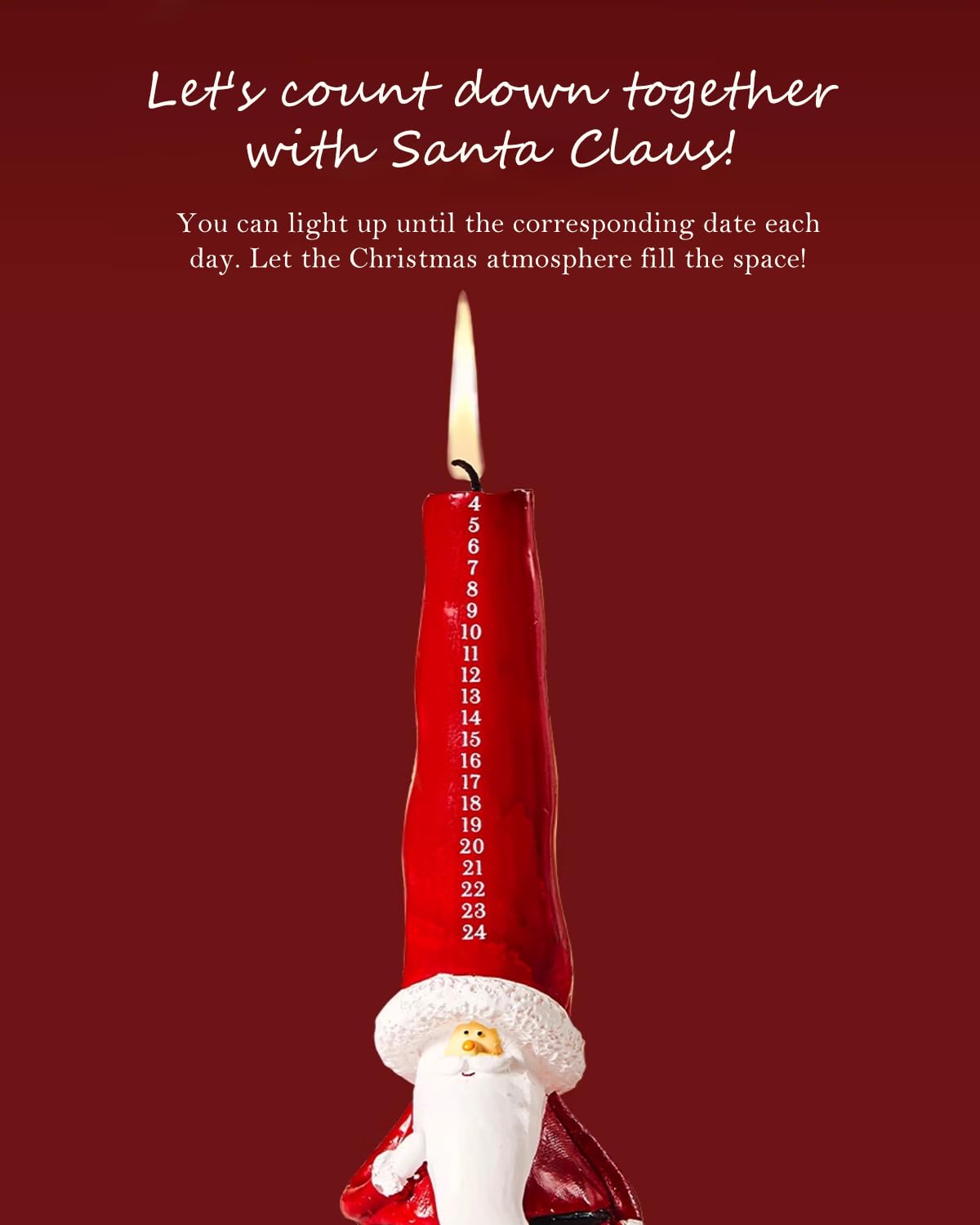 Christmas Taper Candles 10 Inch Unscented Santa Candlesticks for Christmas Table Decor, Winter Centerpieces, Advent Displays, Fireplace Mantel, Seasonal Home Decor,Red&White