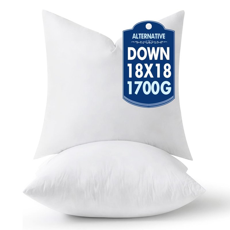 MIULEE 18x18 Pillow Inserts,Down Alternative Pack of 2 Decorative Throw Pillows for Sofa Couch Bed, Ultra Soft Fluffy Bed Sleeping Form