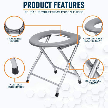 Alpcour Foldable Waterproof Pop Up Portable Toilet Seat for Camping, Hiking, Beach, and Traveling
