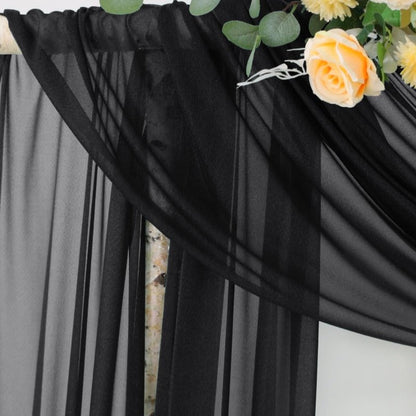 Socomi Black Sheer Gothic Wedding Draping Fabric 29" x 20Ft 1 Panel Outdoor Curtain Arch Drapes Extra Long for Bridal Baby Shower Ceremony Birthday Party Decor