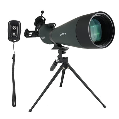 SVBONY SV28 100mm Angled Spotting Scope with SA411 Remote Shutter, 25-75x Spotter Scope with Tripod for Long Range Viewing, FMC HD Optics with Soft Carrying Case & Phone Adapter, Scopes for Shooting