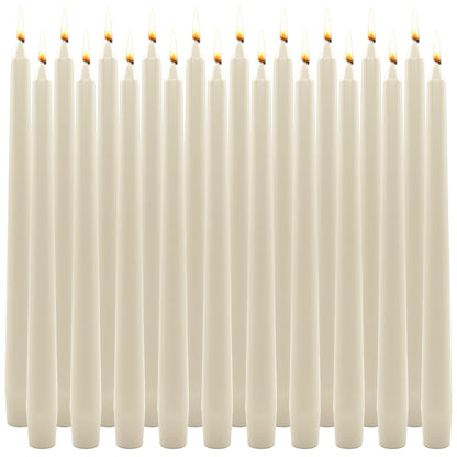 20 PCS Taper Candles: Ivory White Dripless Unscented Smokeless 10 Inch Tall Paraffin Wax Sticks with Cotton Wicks, 7-8 Hours Burning Time for Wedding Christmas Table Decor & Candlestick Holders