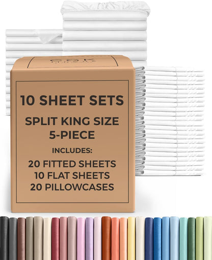 Skiennix Twin XL Sheet Sets - Bulk Case of 16 with Deep Pockets - Breathable, Cooling & Wrinkle-Free (White)