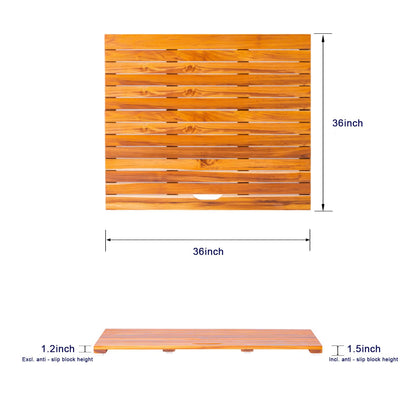 NNN 36" x 36" Teak Shower Mat – Handcrafted, Marine-Grade Reinforced, Supports Up to 400 lbs, Indonesian Teak.