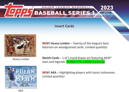 2023 Topps Series 1 Baseball Jumbo Box (10 Packs/46 Cards: 1 Auto 2 Silver Packs)
