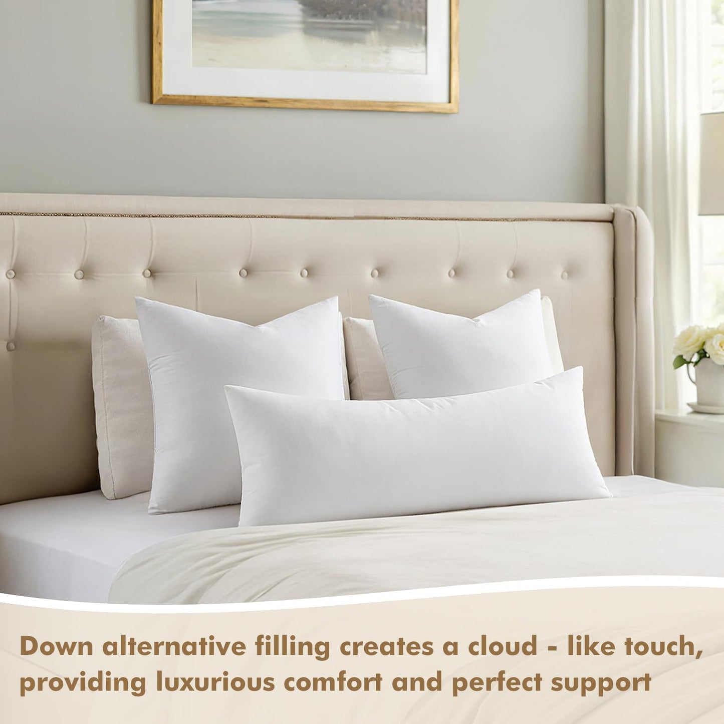 MIULEE 24x24 Down Alternative Pillow Insert Euro Decorative Throw Pillow 24 x 24 Inch Body Bed Sleeping Ultra Soft Fluffy Form for Sofa Couch Bed