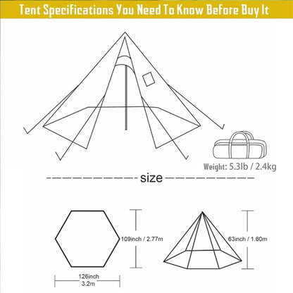 FireHiking Hot Tent with Stove Jack Ultralight Teepee Half Inner Tent for 1-2 Person Camping