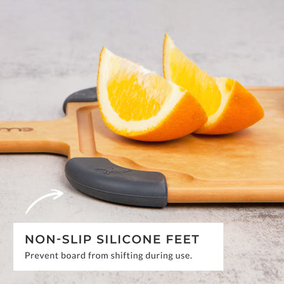 Elihome Paddle Series 2-in-1 Cutting & Serving Board Set with handle, Juice Groove, Dishwasher Safe, Non-slip Feet, Reversible, Wood Fiber Composite, Eco-Friendly, Non-Porous,BPA Free, 2pcs set