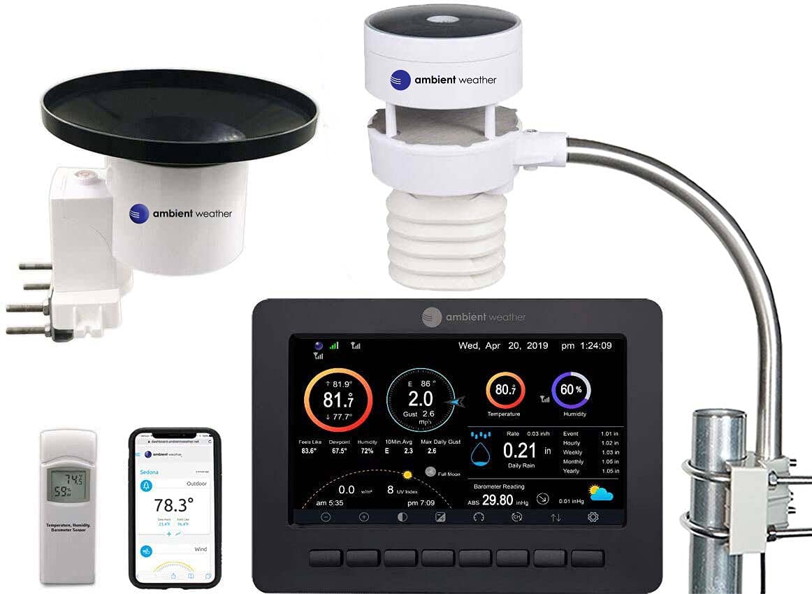 Ambient Weather WS-5000 Ultrasonic Smart Weather Station with TFT Full Color LCD Display