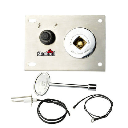 Stanbroil Fire Pit Gas Burner Spark Ignition Kit with Push Button Igniter, Gas Shut-Off Valve with 3” Chrome Key, and Stainless Steel Mounting Plate