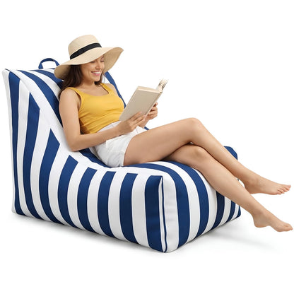 Briwooody Boat Bean Bag Chair Waterproof Outdoor Beanbag Chair Patio Lounge Comfy Lazy Sofa Couch Seating for Boat, Pool, Marine Balcony (Blue,White)