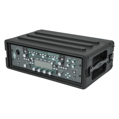 SKB Shallow Rack 3U - Roto-Molded for Durability & Impact Resistance, Waterproof & Stackable Design, with Twist Latches & Rubber Feet - Ideal for Secure Equipment Storage & Transport, Black