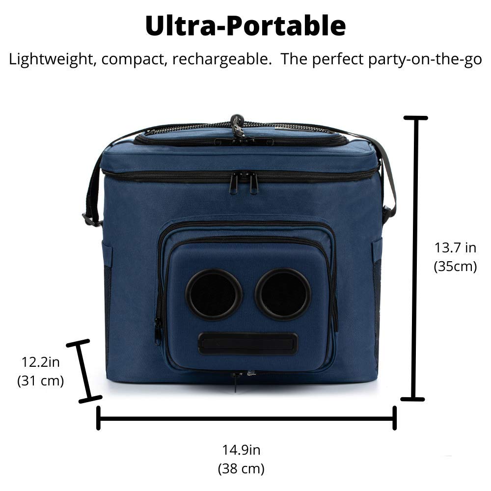 The #1 Cooler with Speakers on Amazon. 20-Watt Bluetooth Speakers for Parties/Festivals/Boat/Beach. Rechargeable, Works with iPhone & Android (Blue)