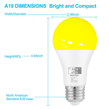 Dusk to Dawn Light Bulbs, Auto On/Off Light Sensing LED Bulbs Outdoor, Vintage Amber, Edison ST19 2-Pack, 6.5W 700LM 60W Equivalent, HQ-H027