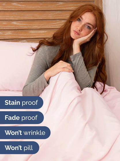 Skiennix Extra Deep Split King Sheet Set - 7 Piece Breathable Cooling Bedding - Soft Wrinkle-Free Lavender Pink