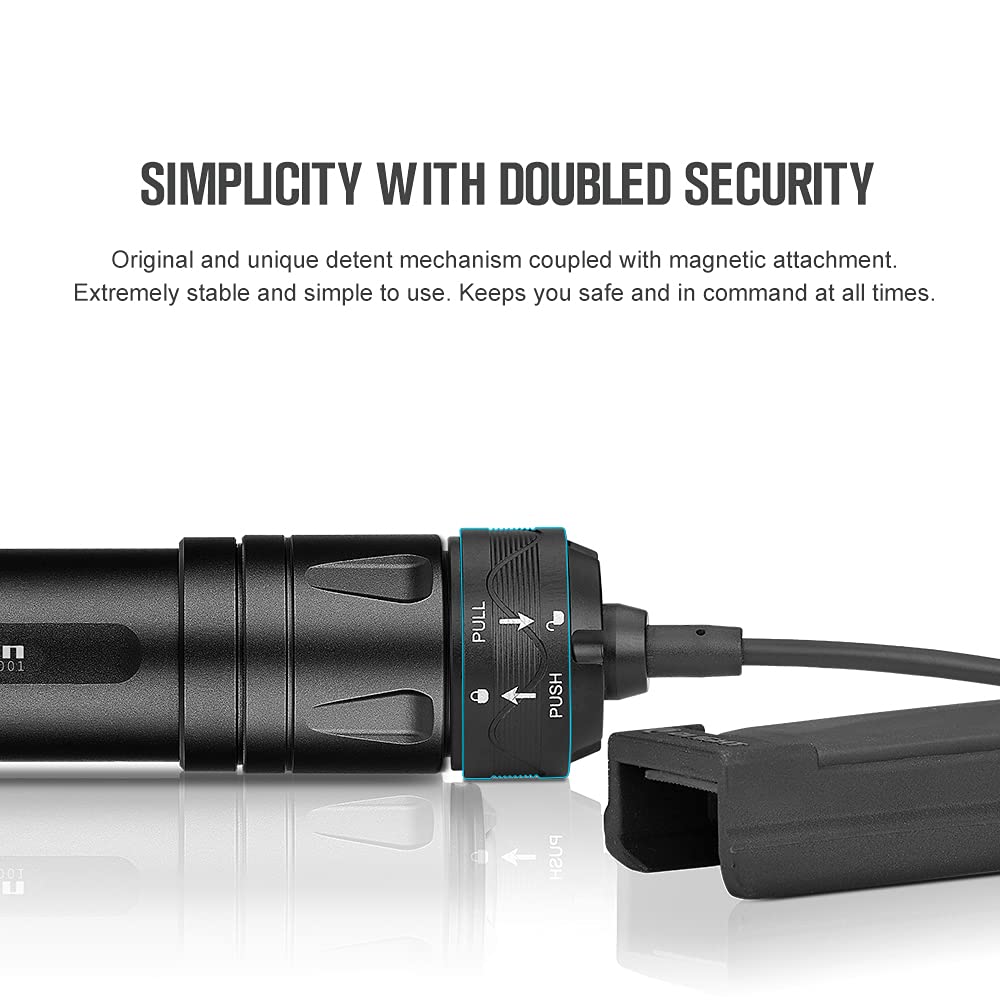 OLIGHT Odin 2000 Lumens Picatinny Rail Mounted Rechargeable Tactical Flashlight with Remote Pressure Switch, 300 Meters Beam Distance, Powered by Battery(Black)