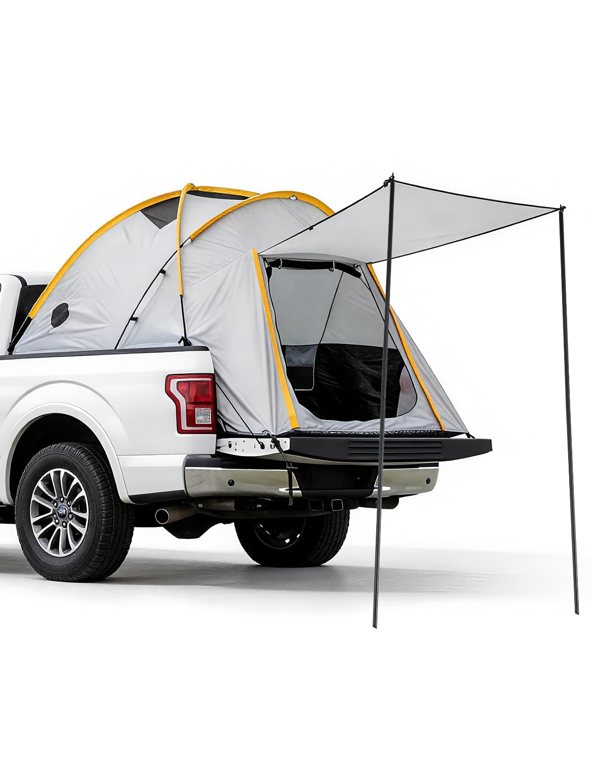 Pickup Truck Tent with Awning Shade,210 d Waterproof PU3000 Oxford Truck Camper for Chevy Silverado 1500 F150 Ram 1500