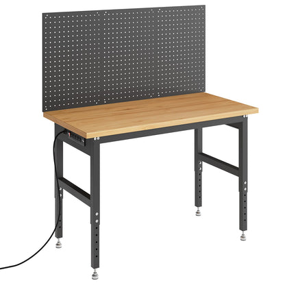 GarveeTech 48" Adjustable Height Garage Workbench, GarveeTech Max. 2000 LBS Capacity Solid Wood Work Bench Table, Heavy Duty Work Station for Garage, Shop, Home, Office