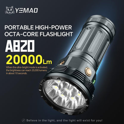 Yemao Rechargeable Flashlights 20000 High Lumens, Brightest Flashlight, Super Bright LED Flashlight Type C Charged, 5 Modes Long Lasting 60 Hours, for Emergencies, Camping, Outdoor, Caving