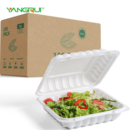 YANGRUI Togo Containers for Takeout,Lunch Storage,Food Prep 40 pack 48 oz + Clamshell Take Out Containers 41 oz 100-pack