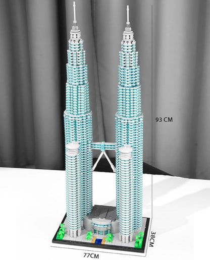 1:800 Malaysia Twin Towers Architecture Building Blocks Set Kuala Lumpur Petronas Tower Modular Construction Kit for Adults &amp Teens (5839 Pieces)