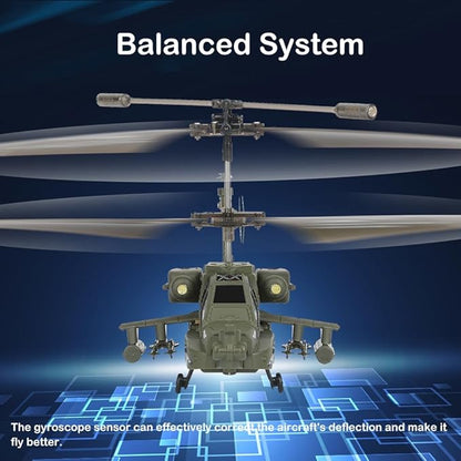Remote Control Helicopter S109H RC Helicopters with Altitude Hold One Key Take Off/Landing LED Light Low Battery Reminder Gyro 2.4GHz RC Army Military Helicopter with 2 Batteries