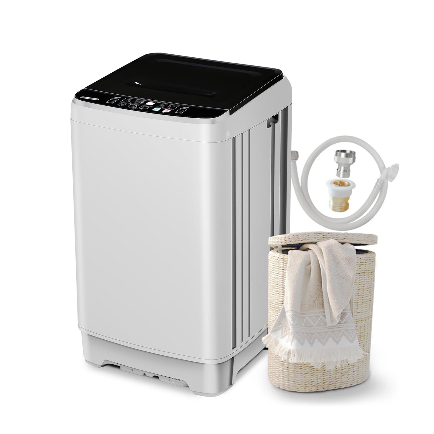 Portable Washing Machine 17.7lbs Full Automatic Portable Washer Machine for Apartment, 10 Wash Program Tub Self-cleaning Small Washing Machines for Dorm, Home, RV, Apartment, Off-White