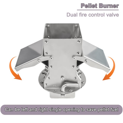 Outdoor Camping Stove Accessory Pellet Bin with Burner for Tent Stove(Silver)