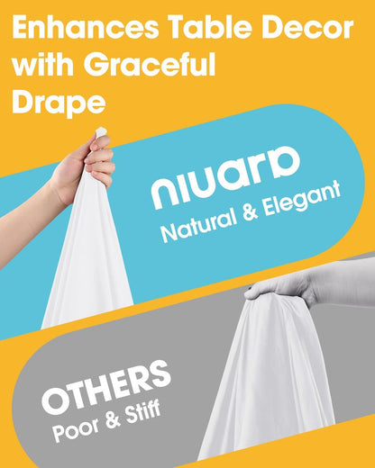 Niuara White Rectangle Table Cloth - 6 Pack, 60" x 84" Washable Polyester Tablecloth for 5FT Tables, Wrinkle-Resistant Table Cover for Weddings & Parties