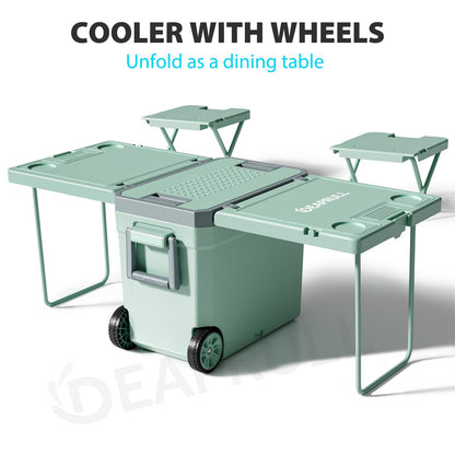 36 Quart Cooler with Wheels, Ice Chests Portable Wheeled Cooler Holds Ice up to 6 Days, Leak-Proof Outdoor Insulated Ulta-Light Hard Cooler for Camping, Beach, Boat, Fishing